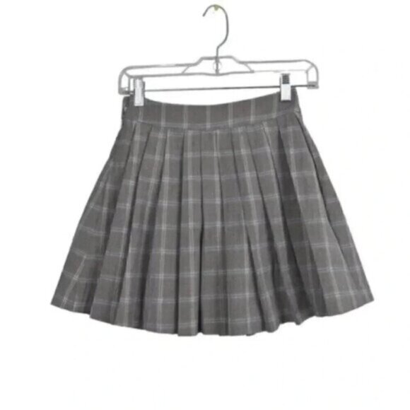 J.ING School Girl Plaid Checkered Pleated Skirt Gray Size XS - Picture 2 of 10